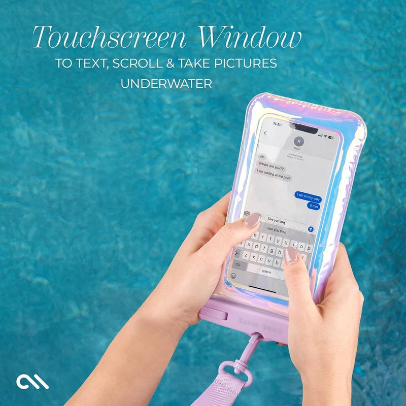 Casemate 2 Pack Soap Bubble IP68 Waterproof Phone Pouch - Floating Waterproof Phone Case w/Crossbody Lanyard - Compatible w/All Devices, Touchscreen Friendly - Iridescent | 2 Pack, IP68, Waterproof, Floating, Crossbody Lanyard, Touchscreen Friendly - Image 4